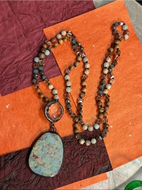Multi-Strand Turquoise Stone Pendant Necklace -